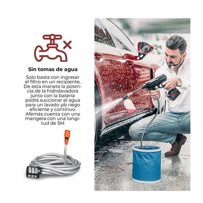 Hidrolavadora Portátil Recargable 2 Baterías 48V + Aspiradora Vacum 3 en 1 TurboJet™